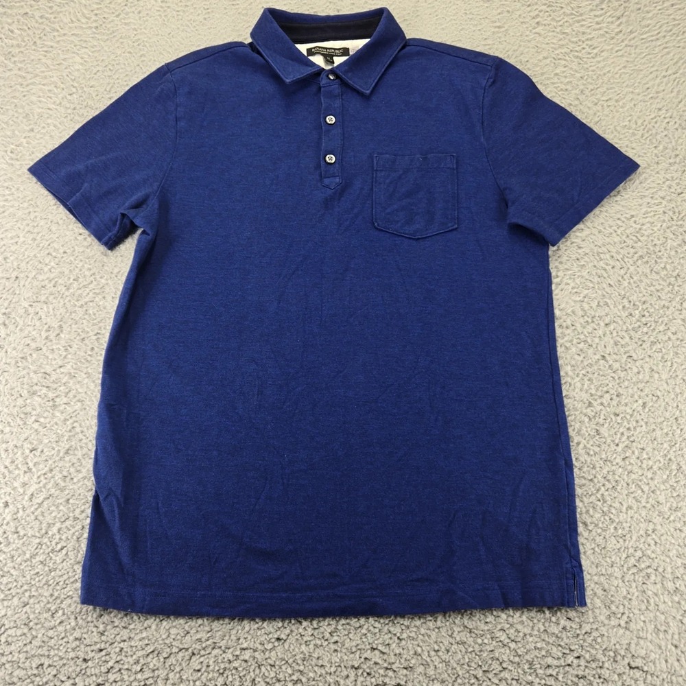 Banana Republic Shirt Mens Medium Blue Performance Pique Polo Golf Preppy